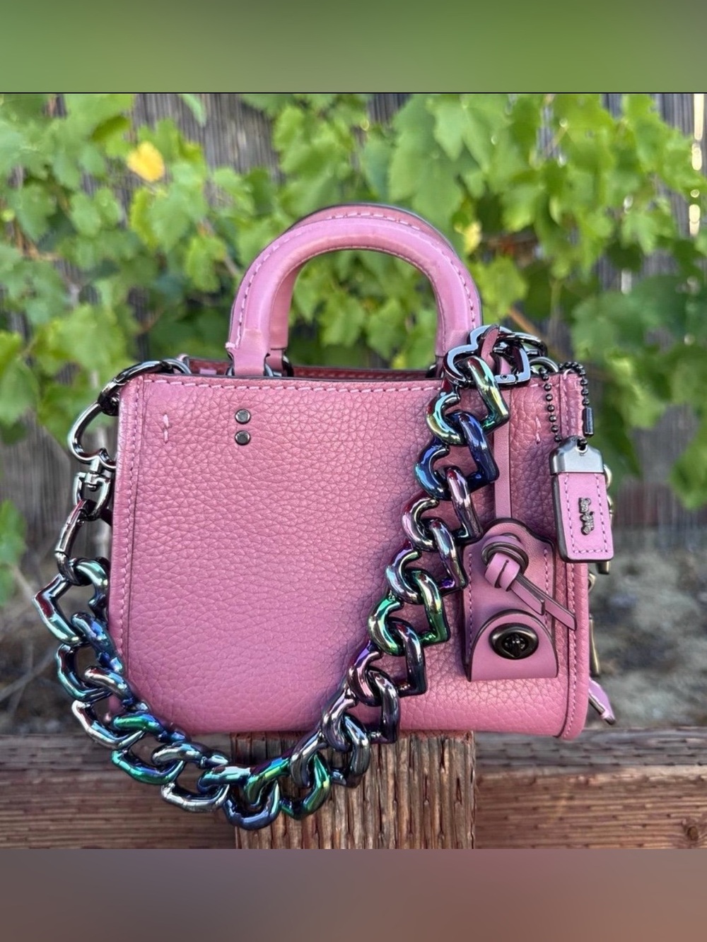 Novelty Strap| Bag Strap| Iridescent Gasoline Heart Chain Link| Heart Shaped